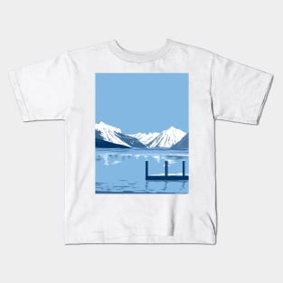 Lake McDonald in Winter in Glacier National Park Montana USA WPA Art Poster Kids T-Shirt